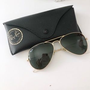 Rayban Black and Gold Aviator Sunglasses